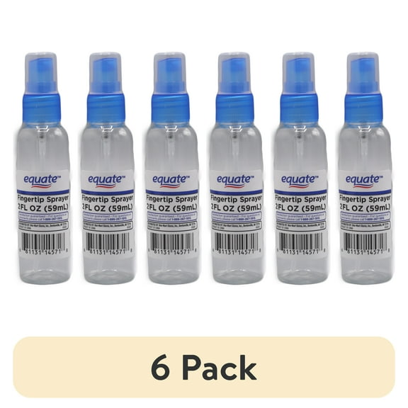(6 pack) Equate Fingertip Spray Bottle for Travel, Color May Vary, 2 fl oz