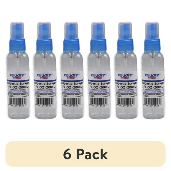 (6 pack) Equate Fingertip Spray Bottle for Travel, Color May Vary, 2 fl oz