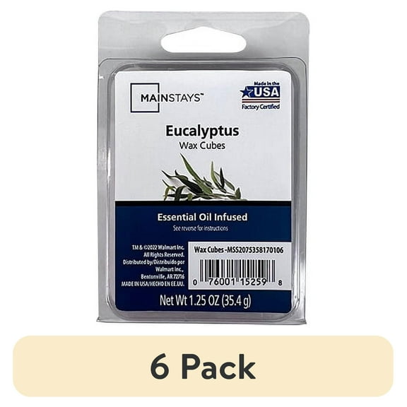 (6 pack) Eucalyptus Essential Oil Scented Wax Melts, Mainstays, 1.25 oz (1-Pack)