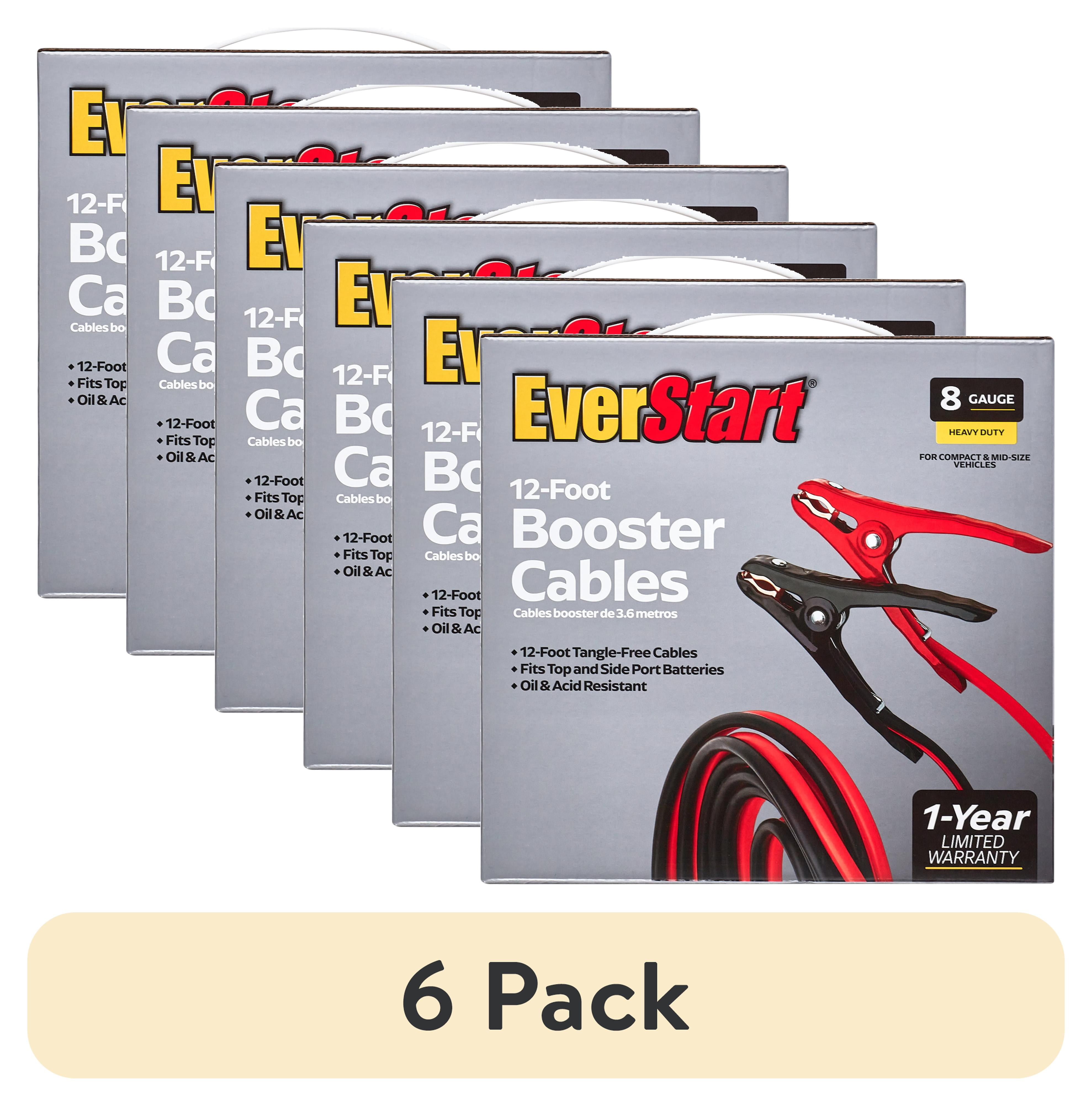 (6 pack) EverStart 12-Foot 8-Gauge Heavy Duty Booster Cables, 165 Amps