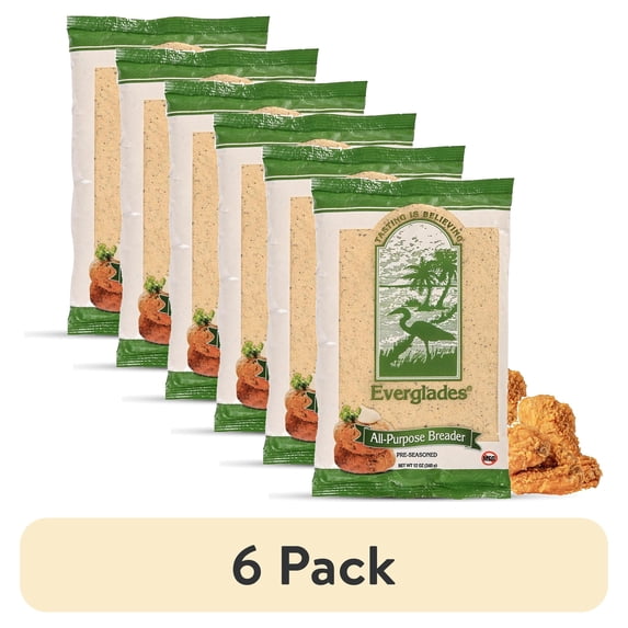 (6 pack) Everglades All-Purpose Pre-Seasoned Breader - Crispy, Vegan, Trans Fat-Free - 12 oz