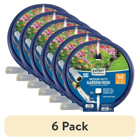 (6 pack) Expert Gardener 50FT Medium Duty Garden Hose