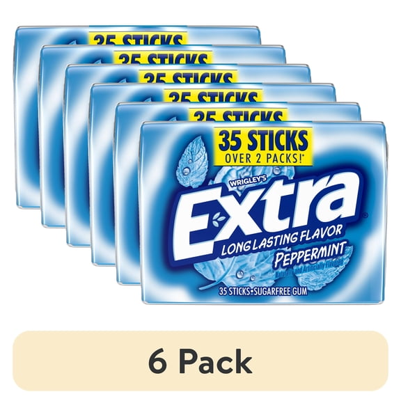 (6 pack) Extra Gum Peppermint Sugar Free Chewing Gum - 35 Stick Bulk Pack