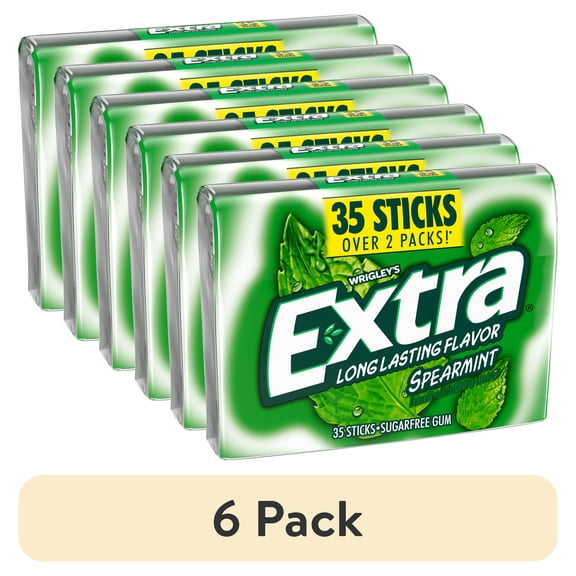 (6 pack) Extra Spearmint Sugar Free Chewing Gum School Snacks - 35 Stick Mega Pack