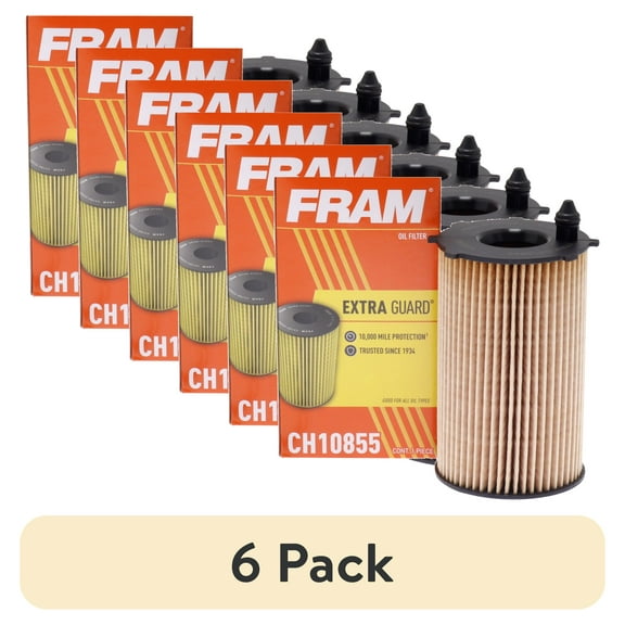 (6 pack) FRAM Extra Guard Filter CH10855, 10K mile Change Interval Oil Filter Fits select: 2011-2018 KIA SORENTO, 2010-2018 HYUNDAI SANTA FE