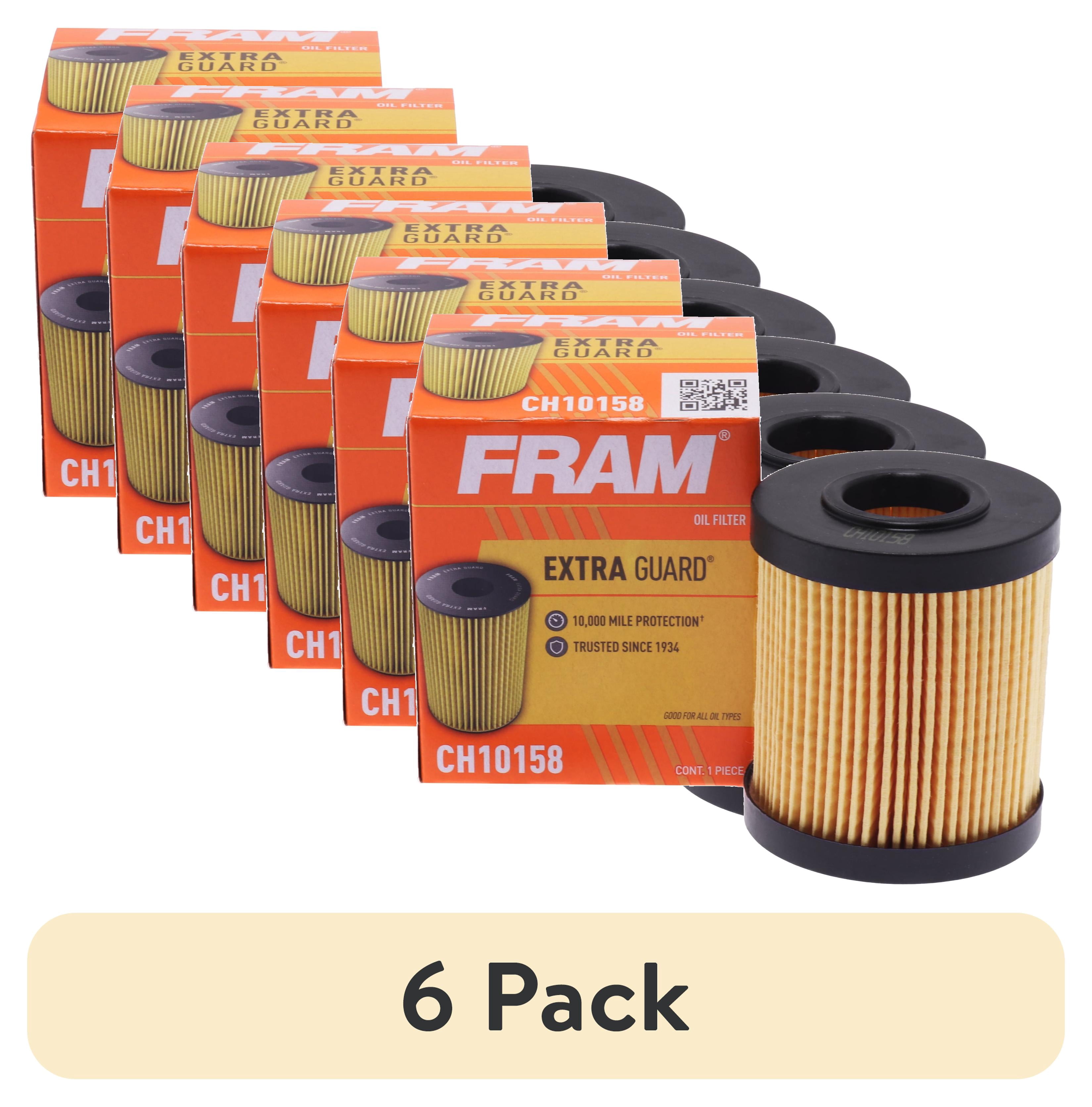 (6 pack) FRAM Extra Guard Oil Filter, CH10158, 10K Miles, Replacement Oil Filter Fits Select Vehicles