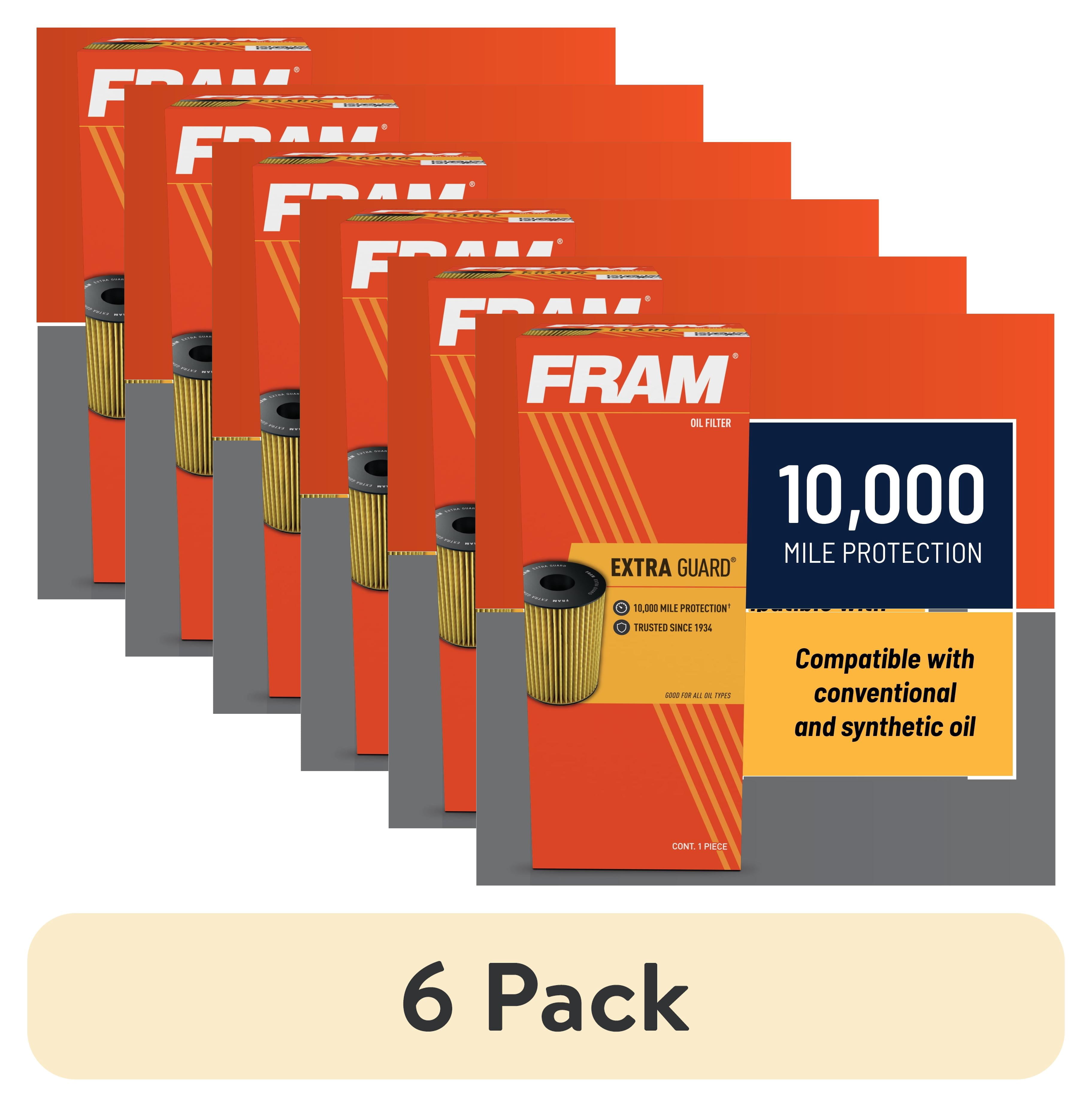 (6 pack) FRAM Extra Guard Oil Filter, CH9018, 10K Miles, Replacement Oil Filter Fits Select Vehicles