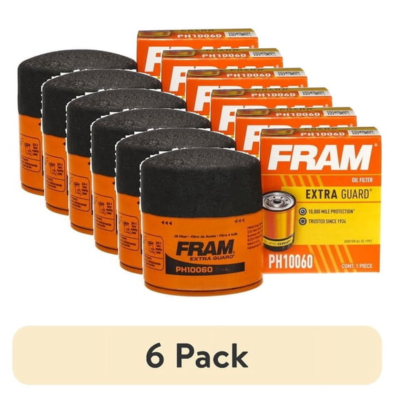 (6 pack) FRAM Extra Guard Oil Filter, PH10060, 10K Miles, Replacement Oil Filter Fits Select Vehicles