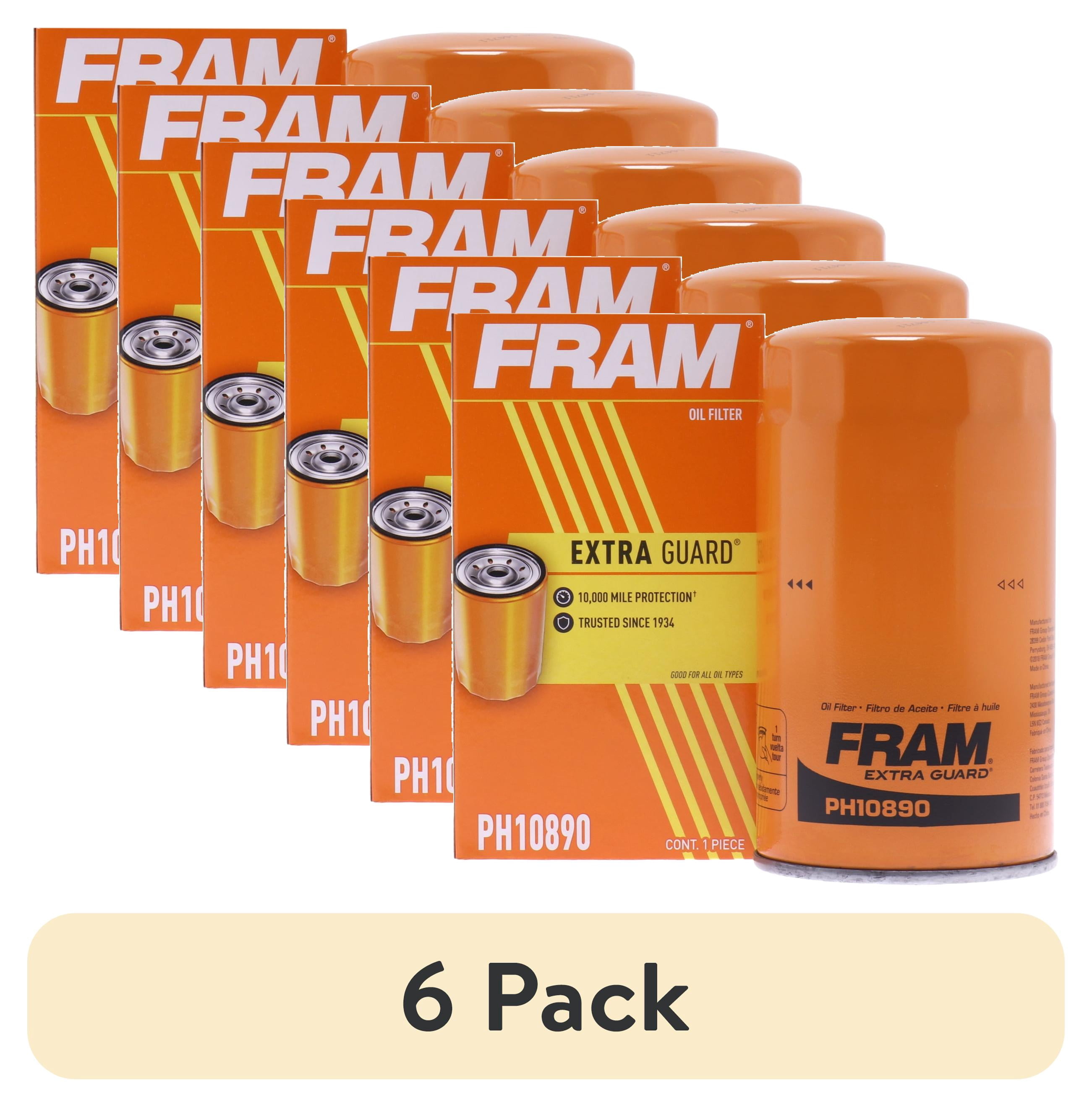 (6 pack) FRAM Extra Guard Oil Filter, PH10890, 10K Miles, Replacement Oil Filter Fits Select Vehicles