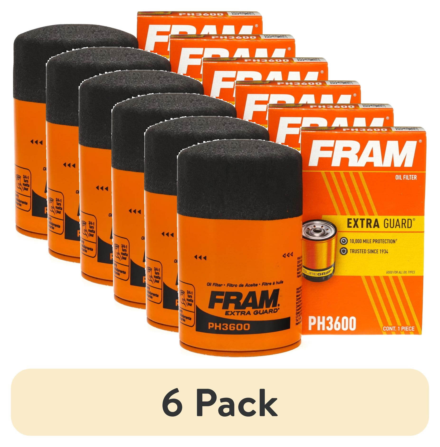 (6 pack) FRAM Extra Guard Oil Filter, PH3600, 10K Miles, Replacement