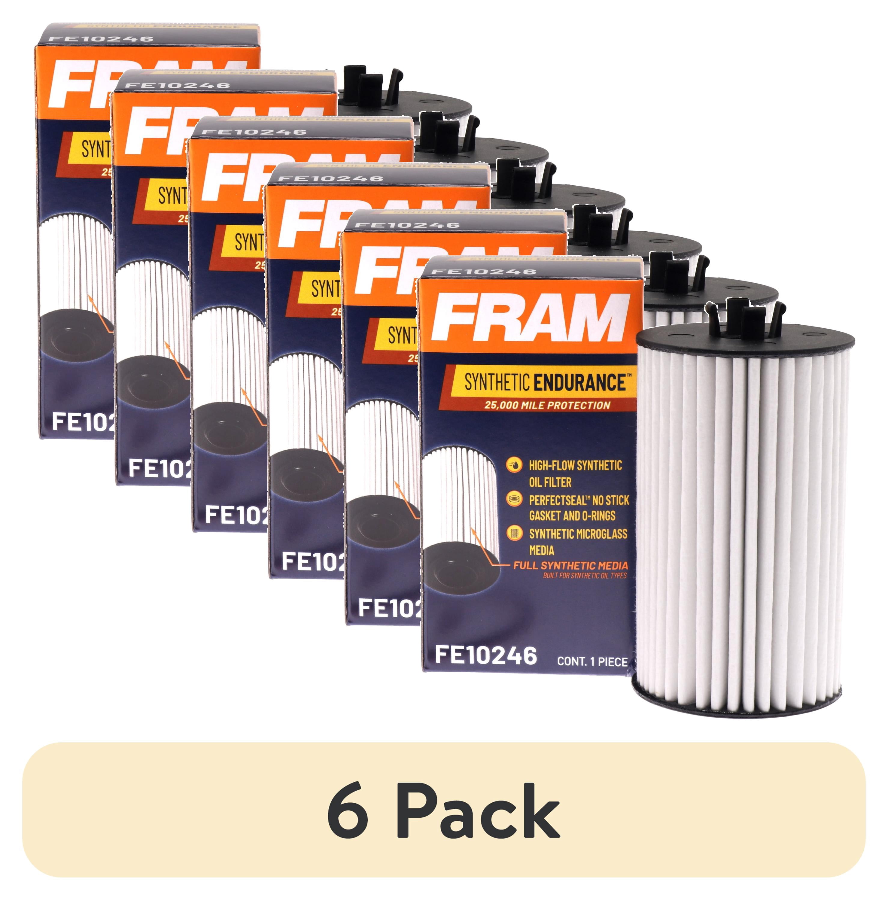(6 pack) FRAM Synthetic Endurance Premium Oil Filter, FE10246, 25K mile Replacement Filter for Select Chevrolet and Pontiac Vehicles