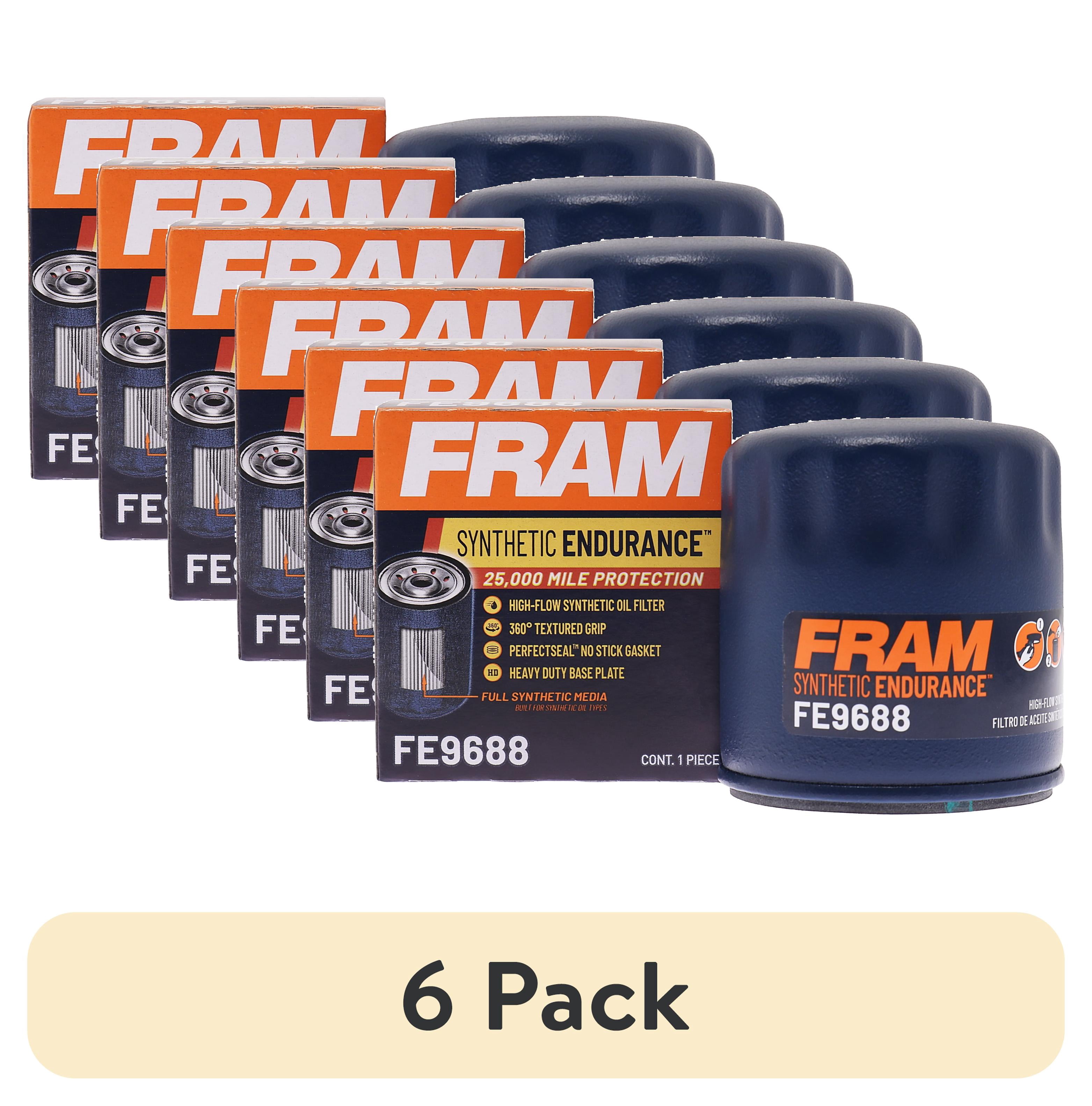 (6 pack) FRAM Synthetic Endurance Premium Oil Filter, FE9688, 25K mile Replacement Filter for Select Hyundai and Kia Vehicles
