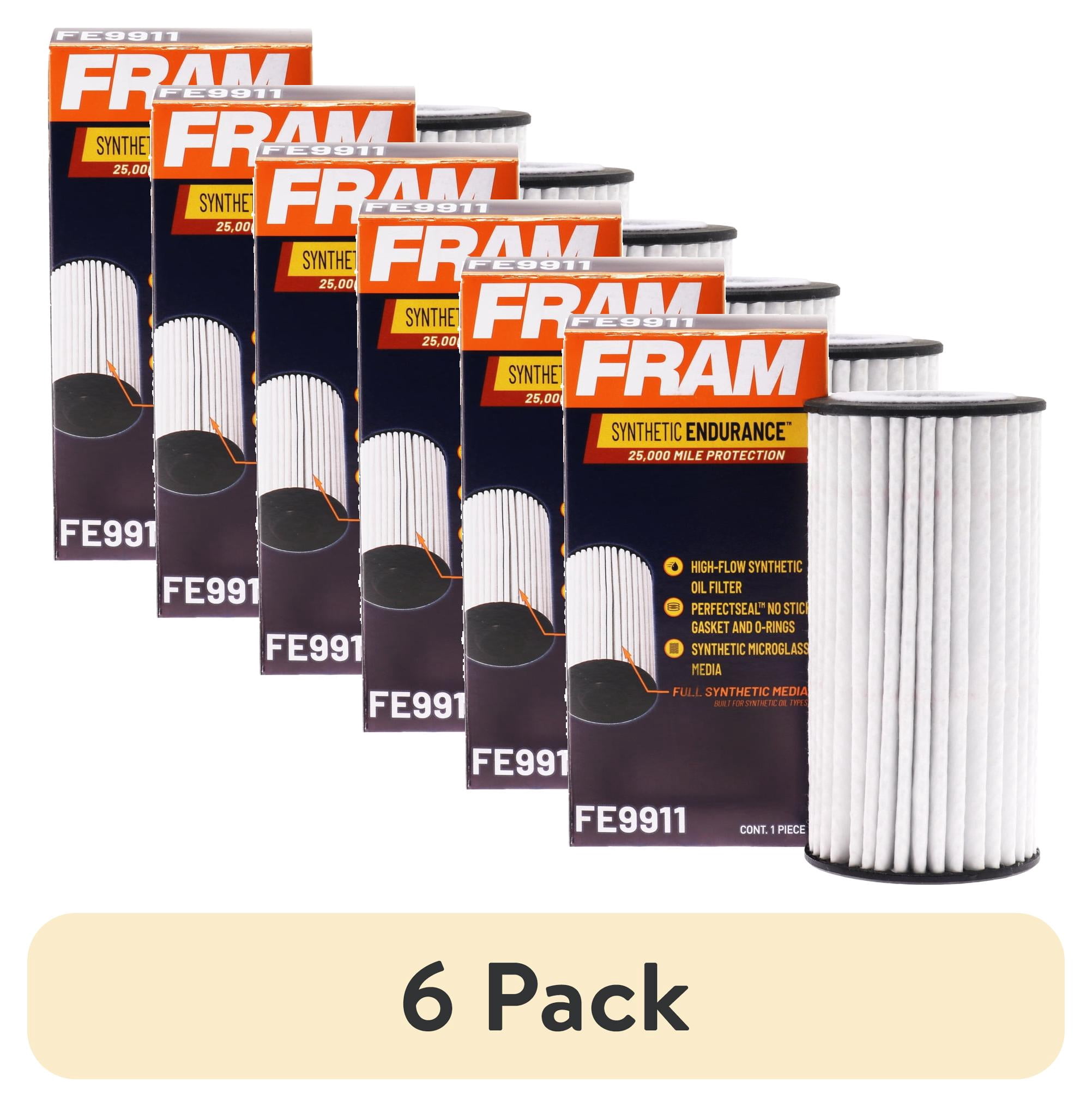 (6 pack) FRAM Synthetic Endurance Premium Oil Filter, FE9911, 25K mile Replacement Filter for Select Volkswagen Vehicles