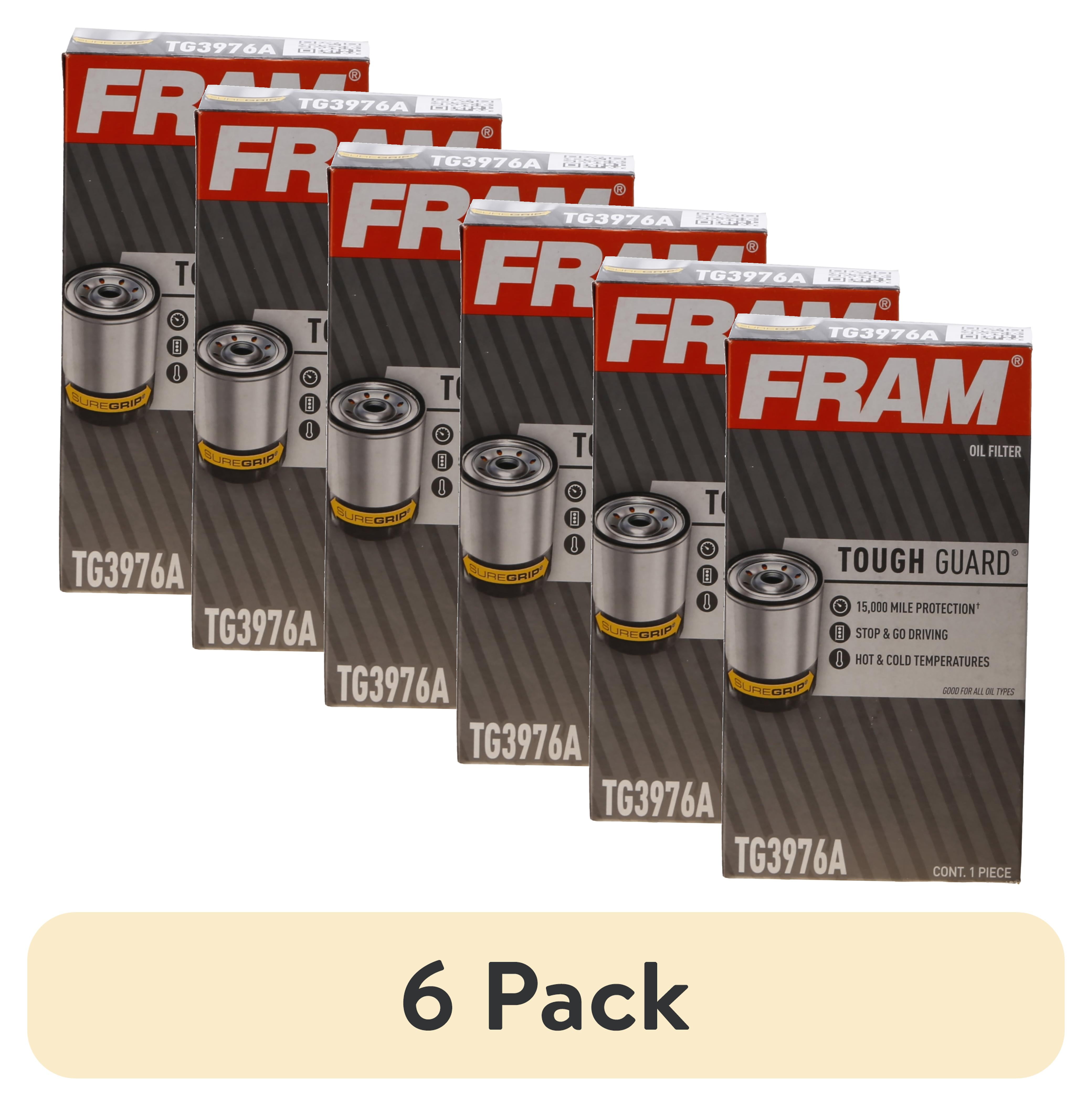 (6 pack) FRAM Tough Guard Filter TG3976A, 15K Miles, Replacement Oil Filters, Fit for Selected Vehicles