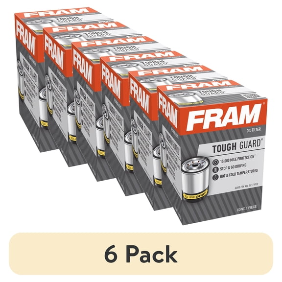 (6 pack) FRAM Tough Guard Filter TG4967, 15K Miles, Replacement Oil Filters, Fit for Selected Vehicles