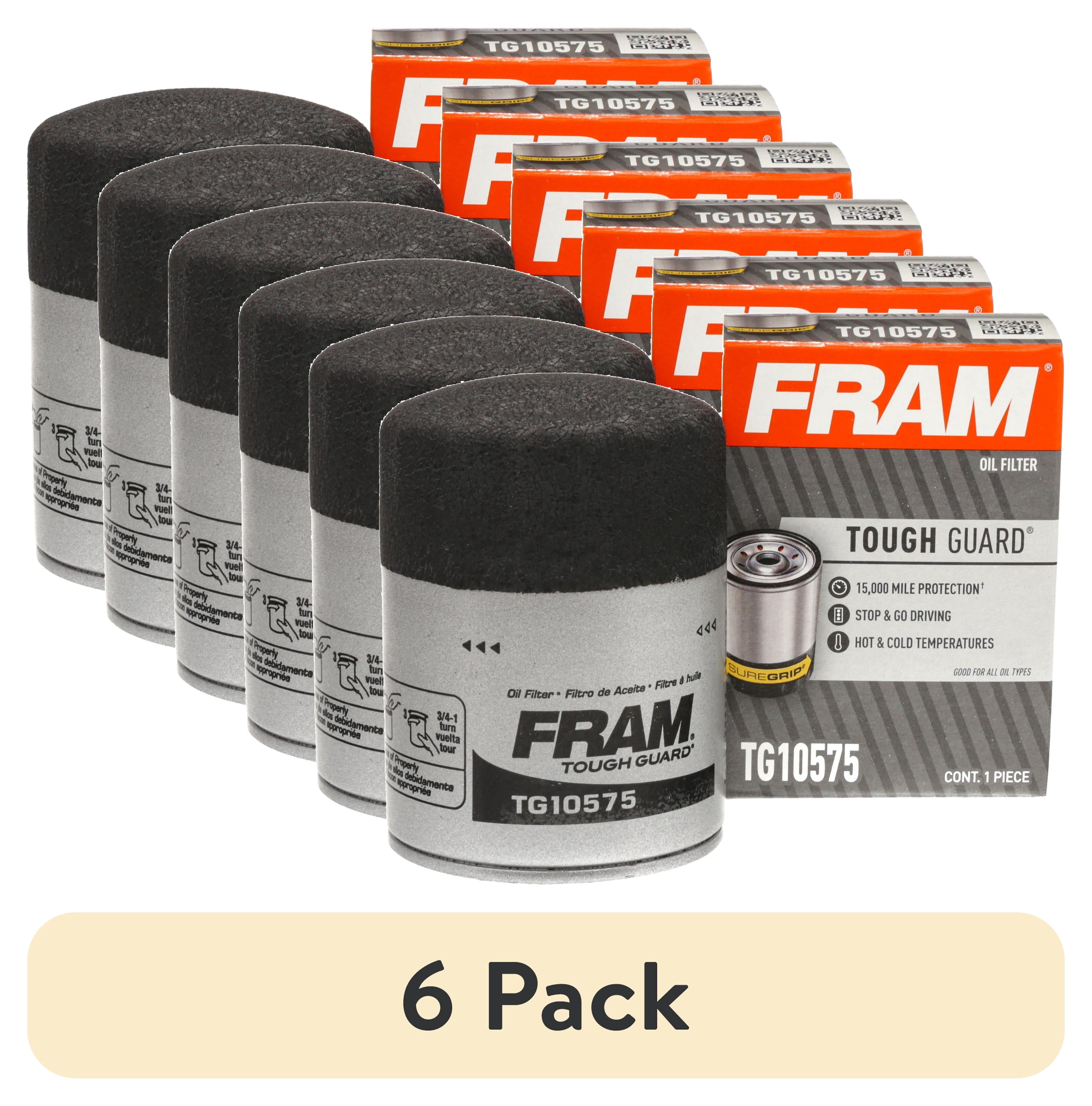 (6 pack) FRAM Tough Guard Oil Filter, TG10575, 15K mile Replacement Filter for Selected Vehicles