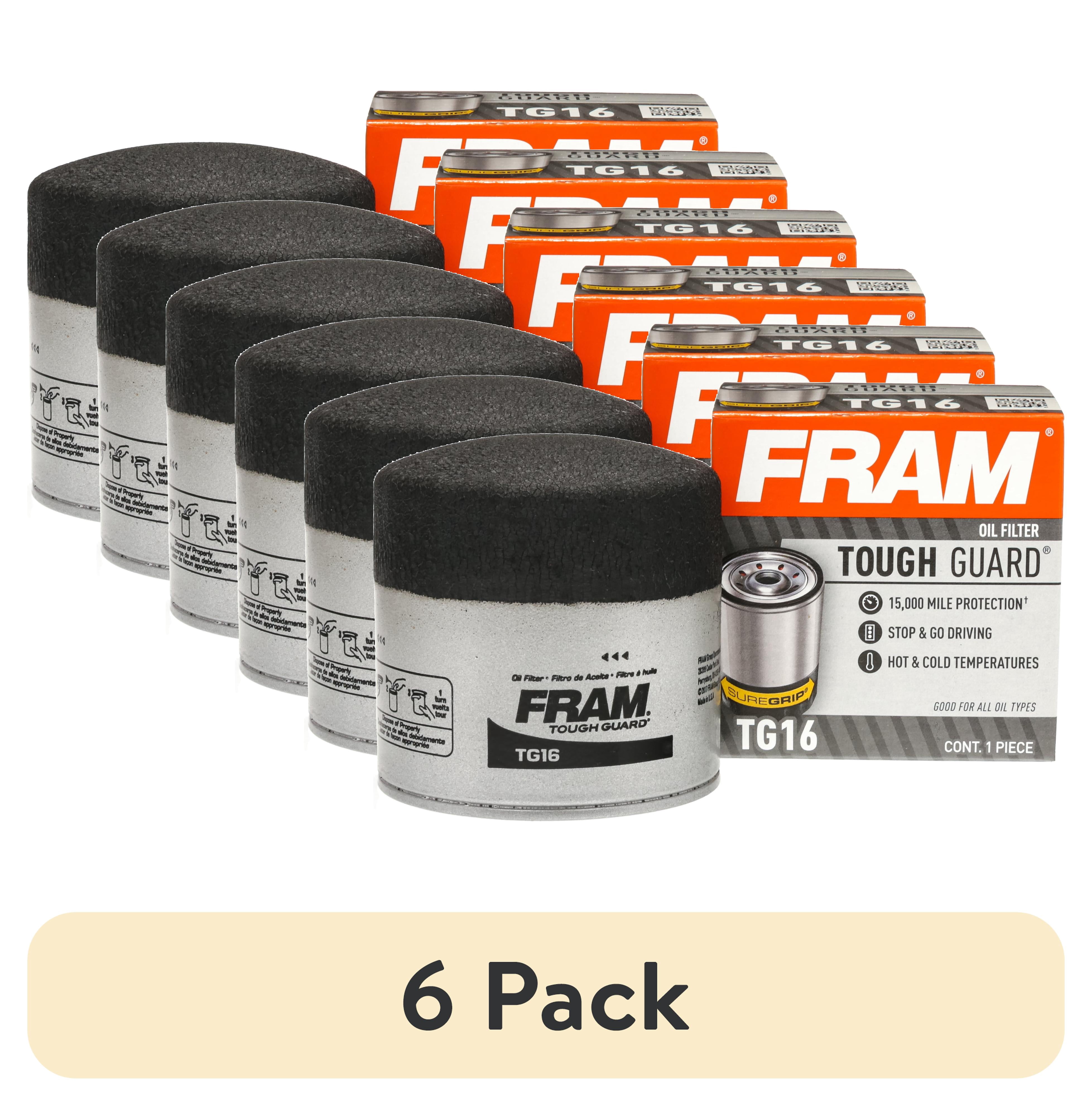 (6 pack) FRAM Tough Guard Oil Filter, TG16, 15K Miles, Replacement Filter for Selected Vehicles