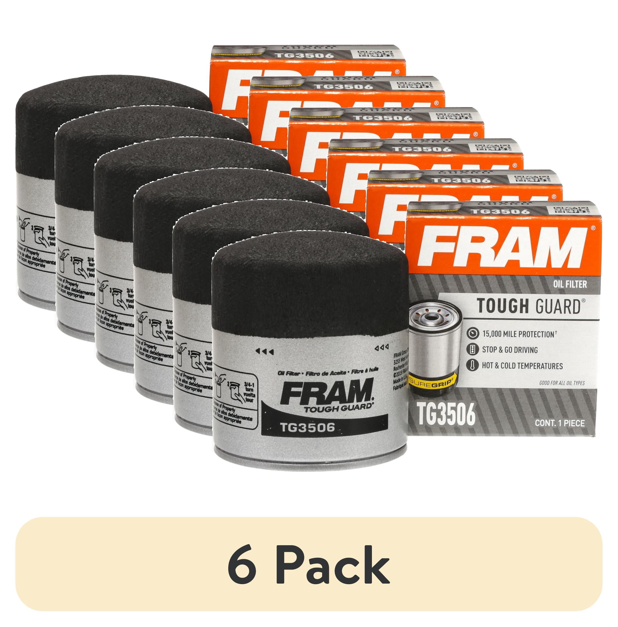 (6 pack) FRAM Tough Guard TG3506, Motor Oil Filter, 15K Miles, Replacement Oil Filters, Fit for Selected Vehicles