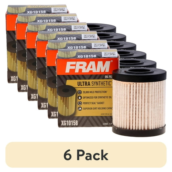 (6 pack) FRAM Ultra Synthetic Oil Filter, XG10158, 20K mile Replacement Filter for Select Vehicles
