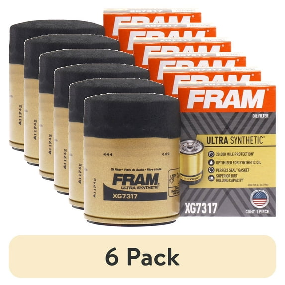(6 pack) FRAM Ultra Synthetic Oil Filter, XG7317, 20K mile Replacement Oil Filter for Select Acura, Honda, Nissan Vehicles