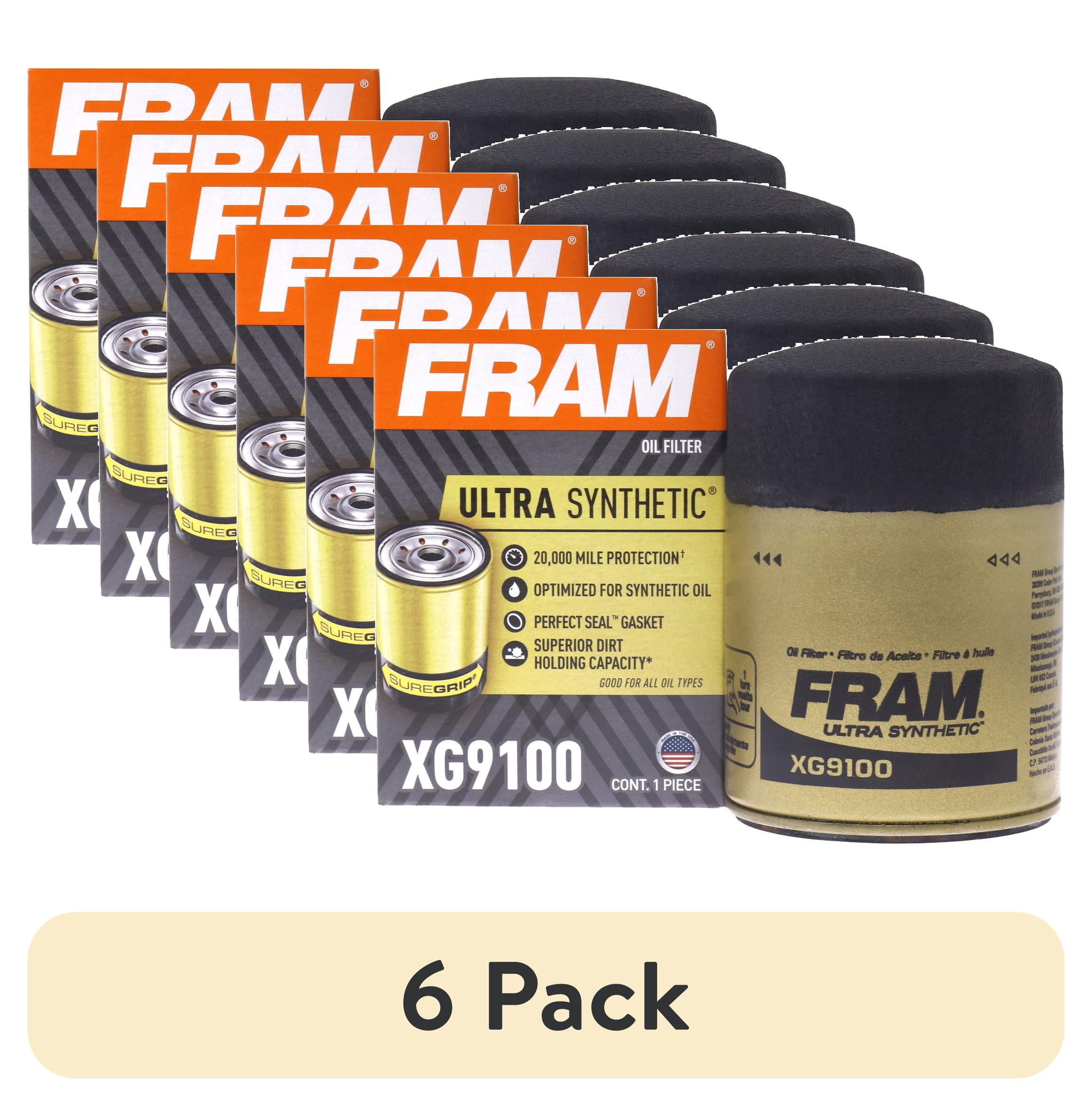 (6 pack) FRAM Ultra Synthetic Oil Filter, XG9100, 20K mile Replacement Filter for Select Vehicles