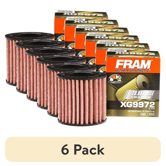 (6 pack) FRAM Ultra Synthetic Oil Filter, XG9972, 20K mile Replacement Filter for Select Vehicles