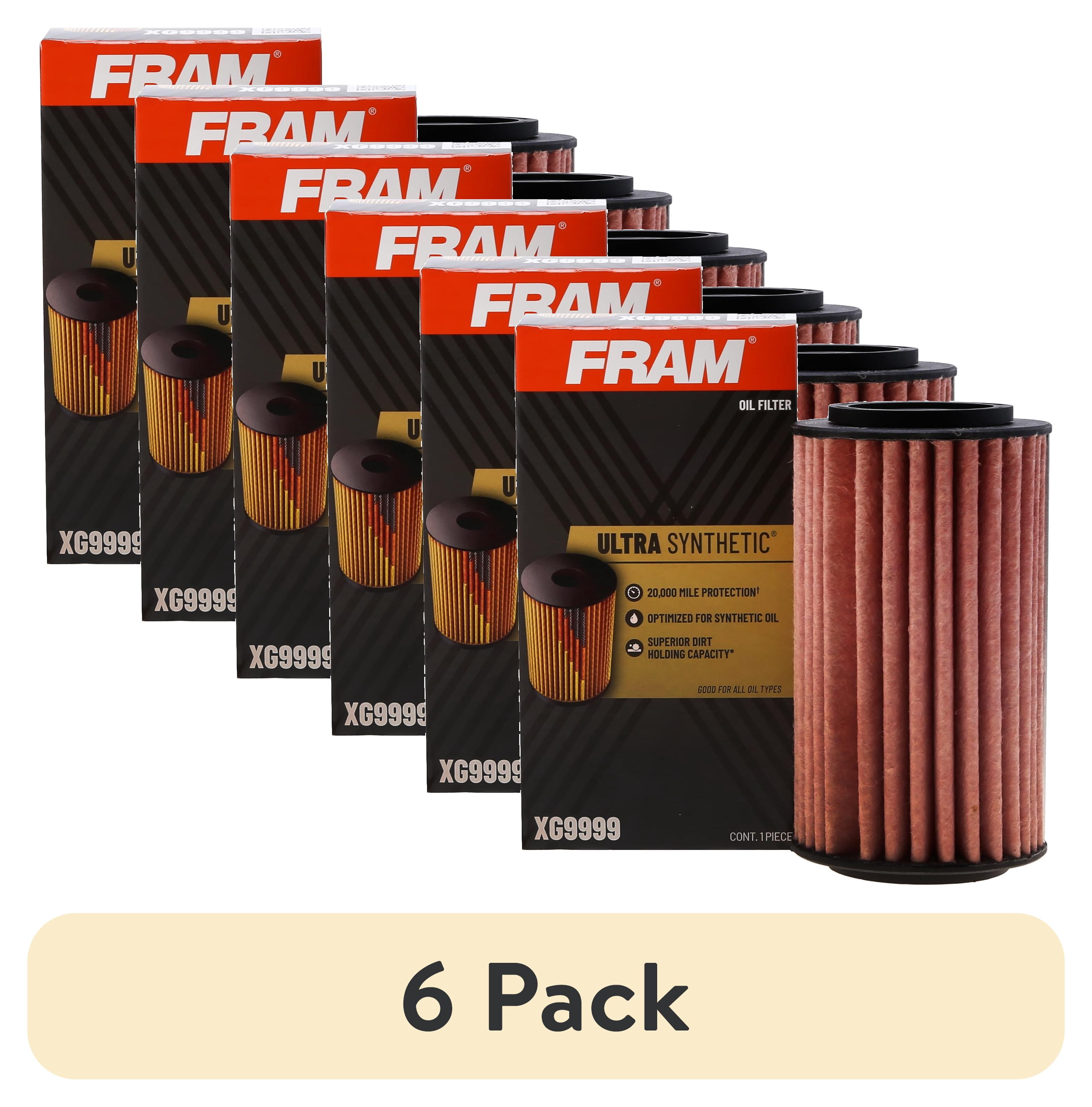 (6 pack) FRAM Ultra Synthetic Oil Filter, XG9999, 20K mile Filter for Hyundai, Kia Vehicles Fits select: 2006-2010 HYUNDAI SONATA, 2007-2009 HYUNDAI SANTA FE