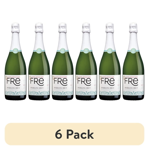 (6 pack) FRE Sparkling Brut California Wine, Alcohol-Removed, 750 ml Glass Bottle, 0% ABV