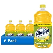 6 pack Fabuloso 2X Multi-Purpose Cleaner, No Rinse Floor Cleaner, Long-Lasting Freshness, Pineapple Scent, 56 fl oz