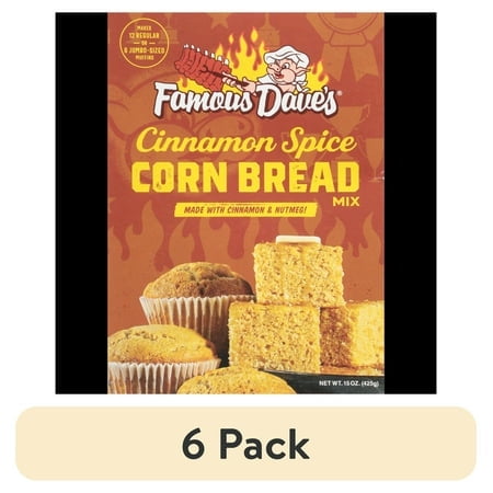 (6 pack) Famous Dave's Cinnamon Spice Cornbread Muffin Mix, 15 oz