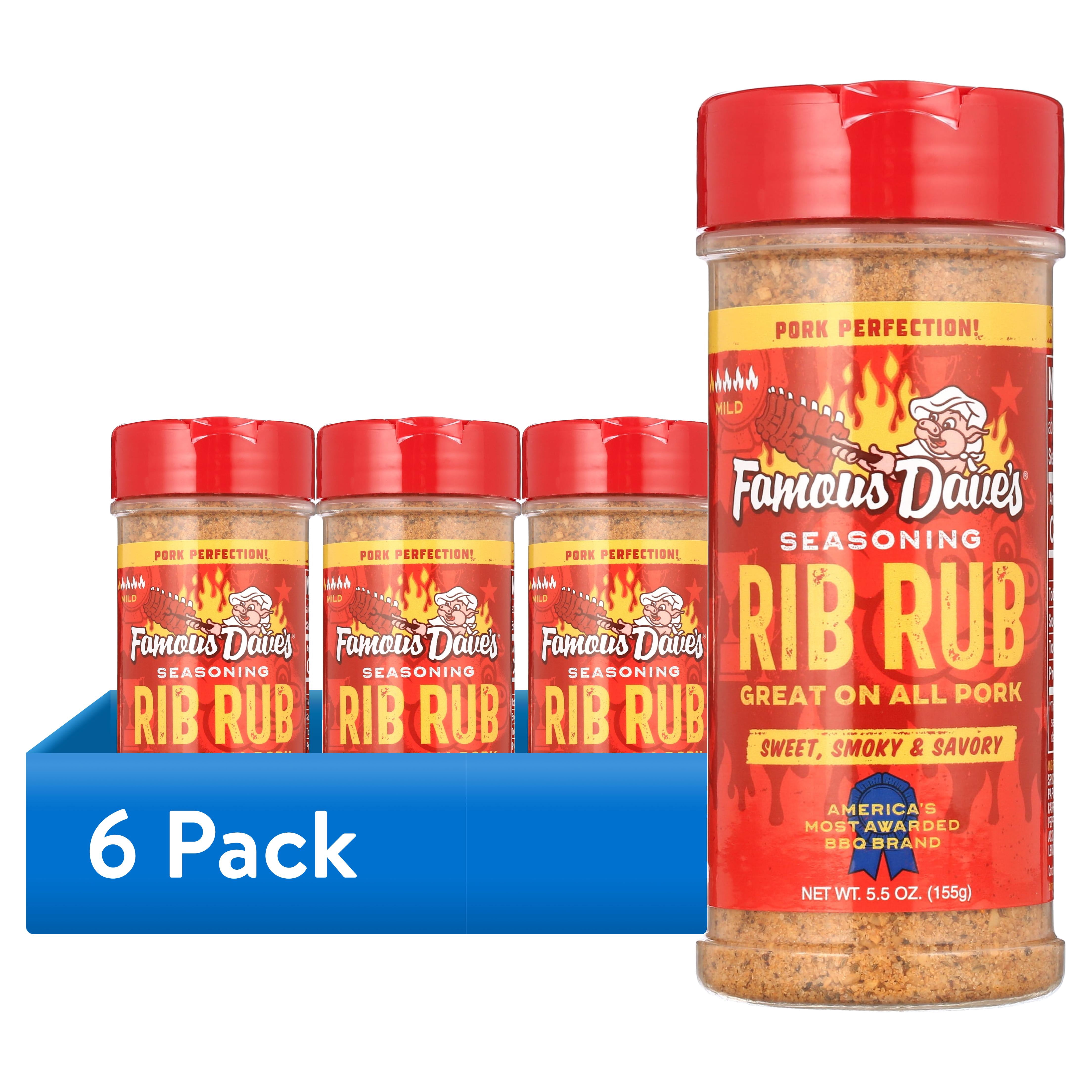 (6 pack) Famous Dave's Rib Rub Pork Seasoning, 5.5 oz
