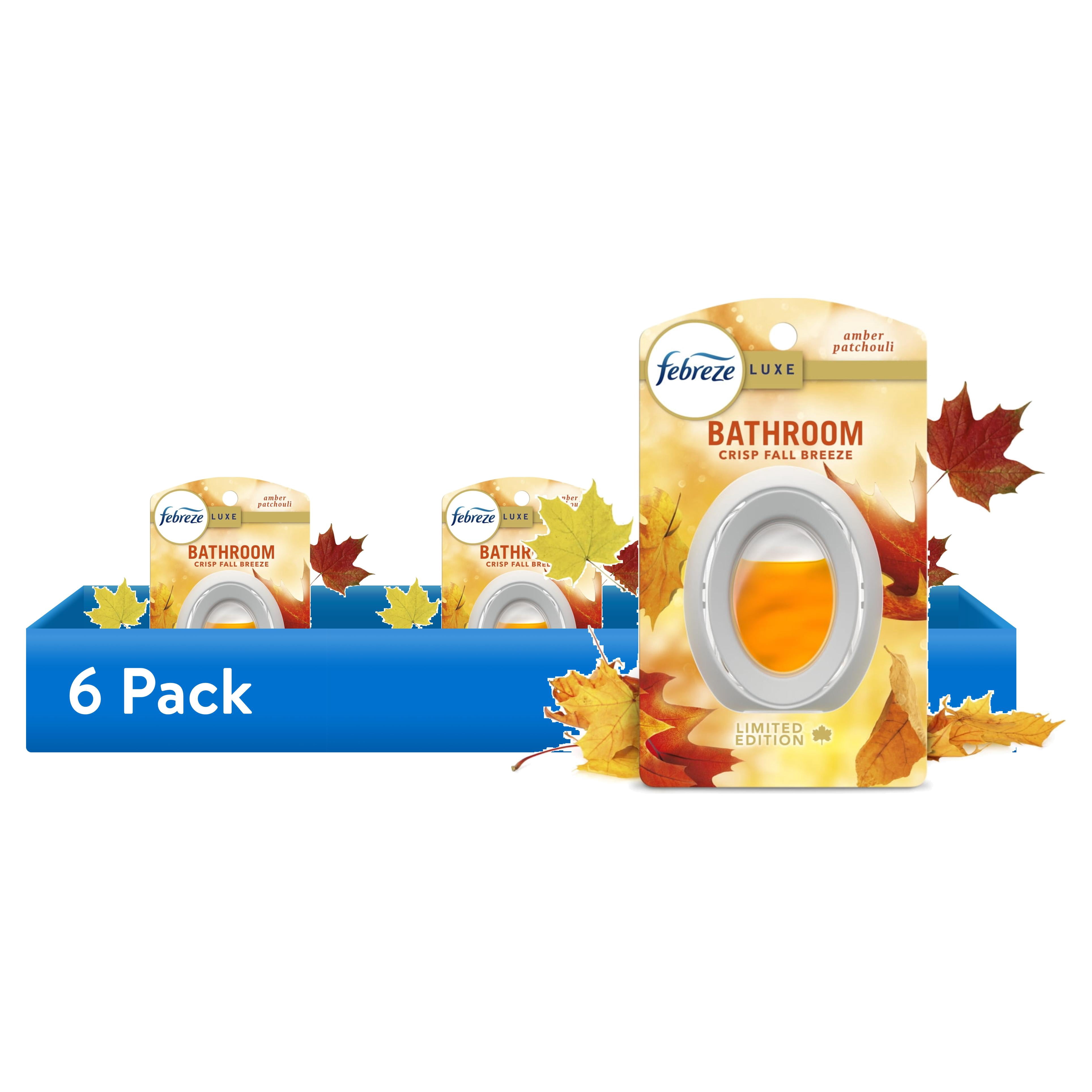 (6 pack) Febreze Bathroom Air Freshener, Odor-Fighting, Crisp Fall Breeze Scent, 1 Count