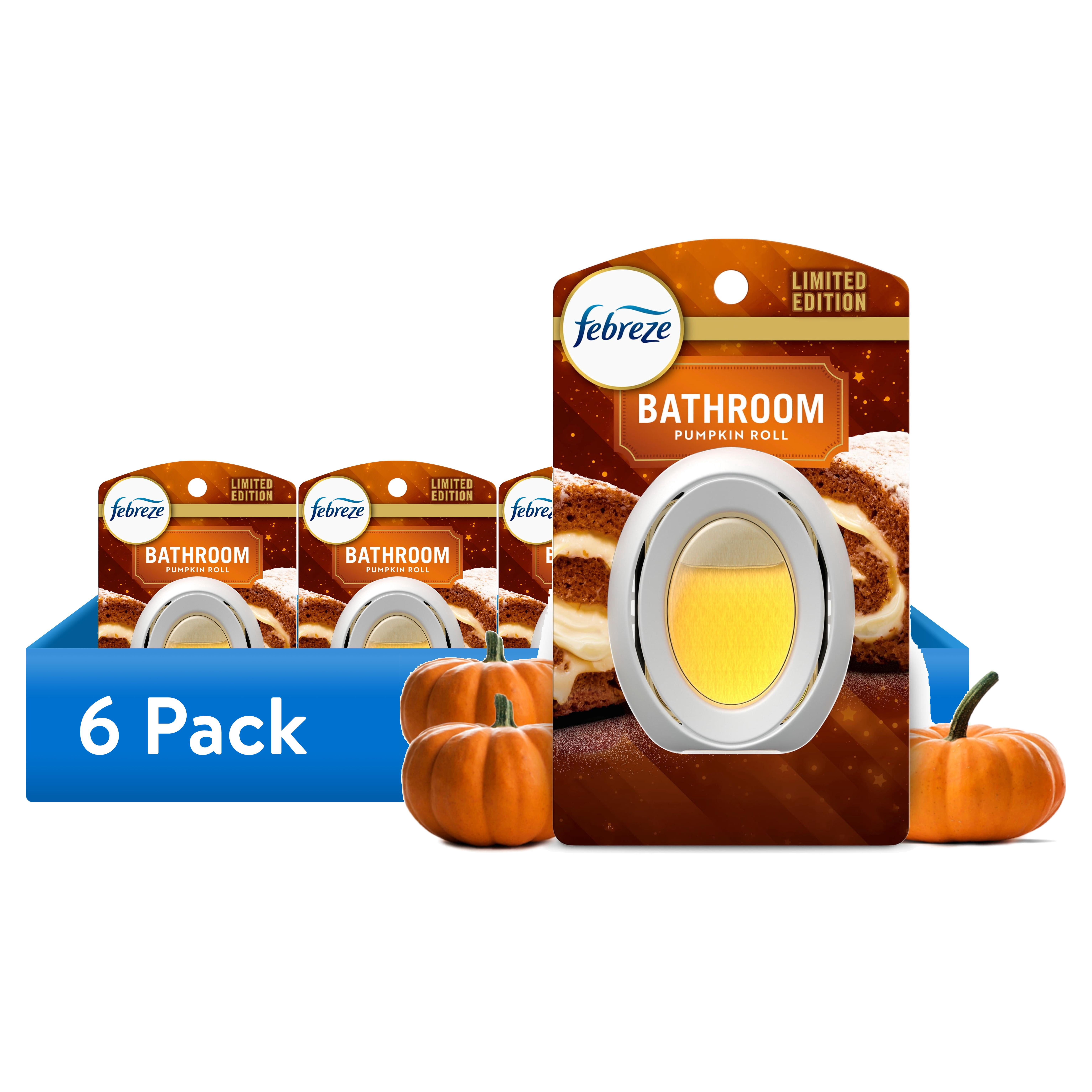 (6 pack) Febreze Bathroom Air Freshener, Odor-Fighting, Pumpkin Roll Scent, 1 Count