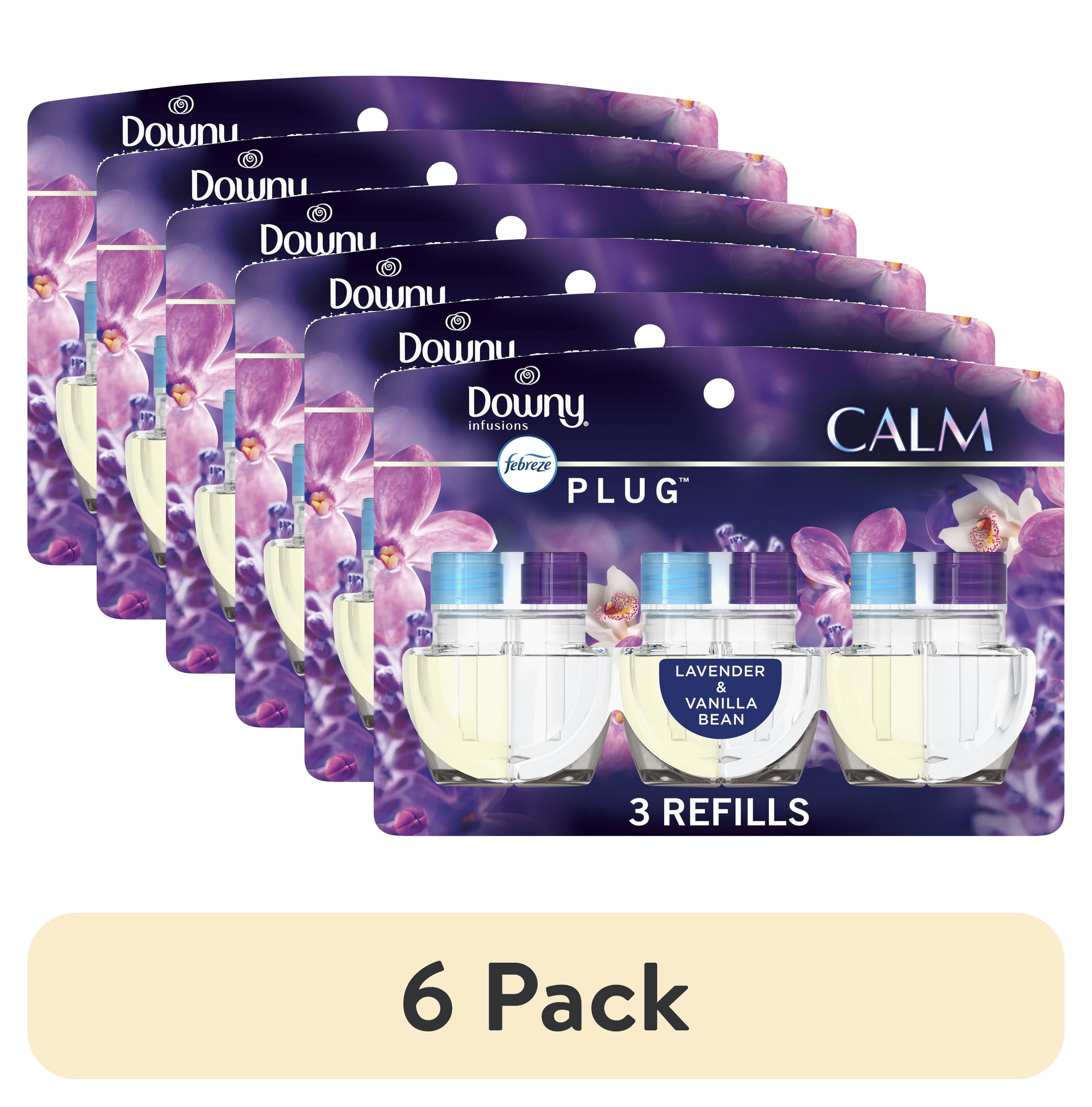 (6 pack) Febreze Plug In Air Freshener, Odor-Fighting Scented Oil Refill,  Downy Calm, 3 Refills