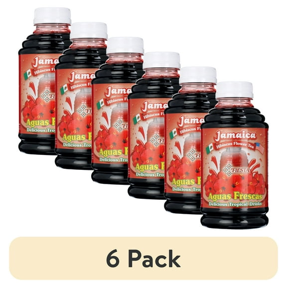 (6 pack) Fiesta Hibiscus (Jamaica) Aguas Frescas Concentrate, Juice Beverage Base, 16 fl oz