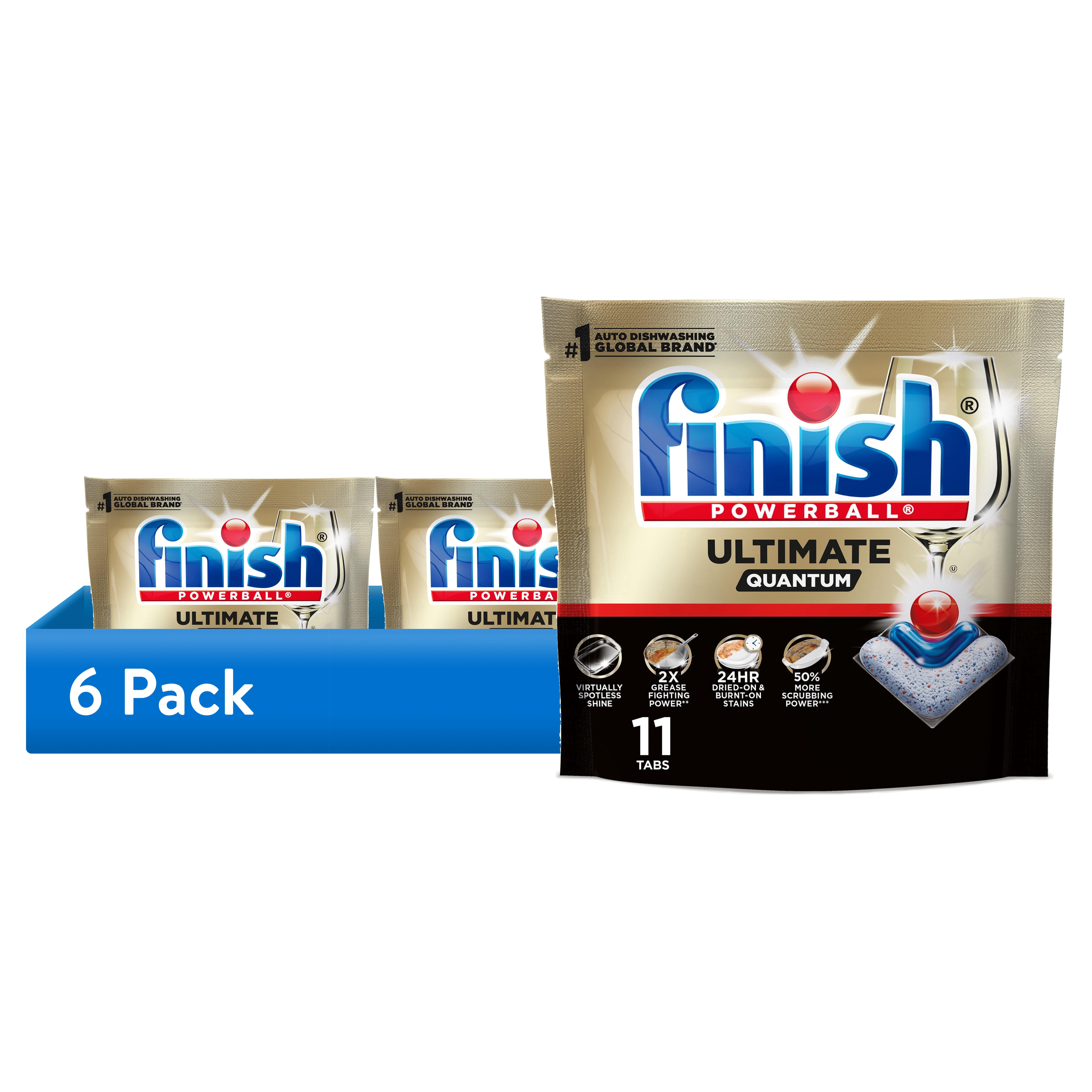 (6 pack) Finish Ultimate Quantum Dishwasher Pods, Dishwasher Detergent Dish Soap, 50% More Cleaning Power, 11 Count