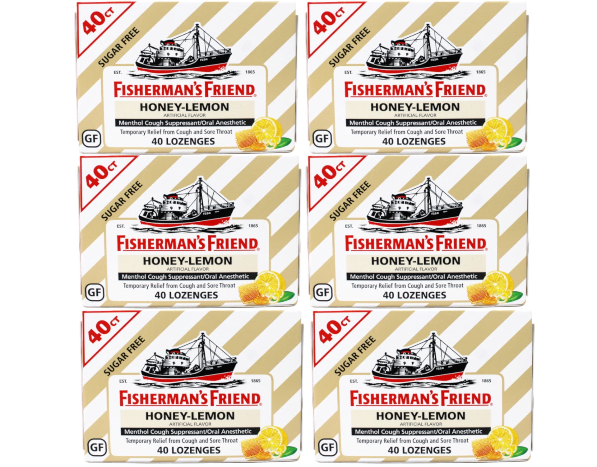 (6 pack) Fisherman’s Friend Honey-Lemon Sugar-Free Throat Lozenges, 40 Count