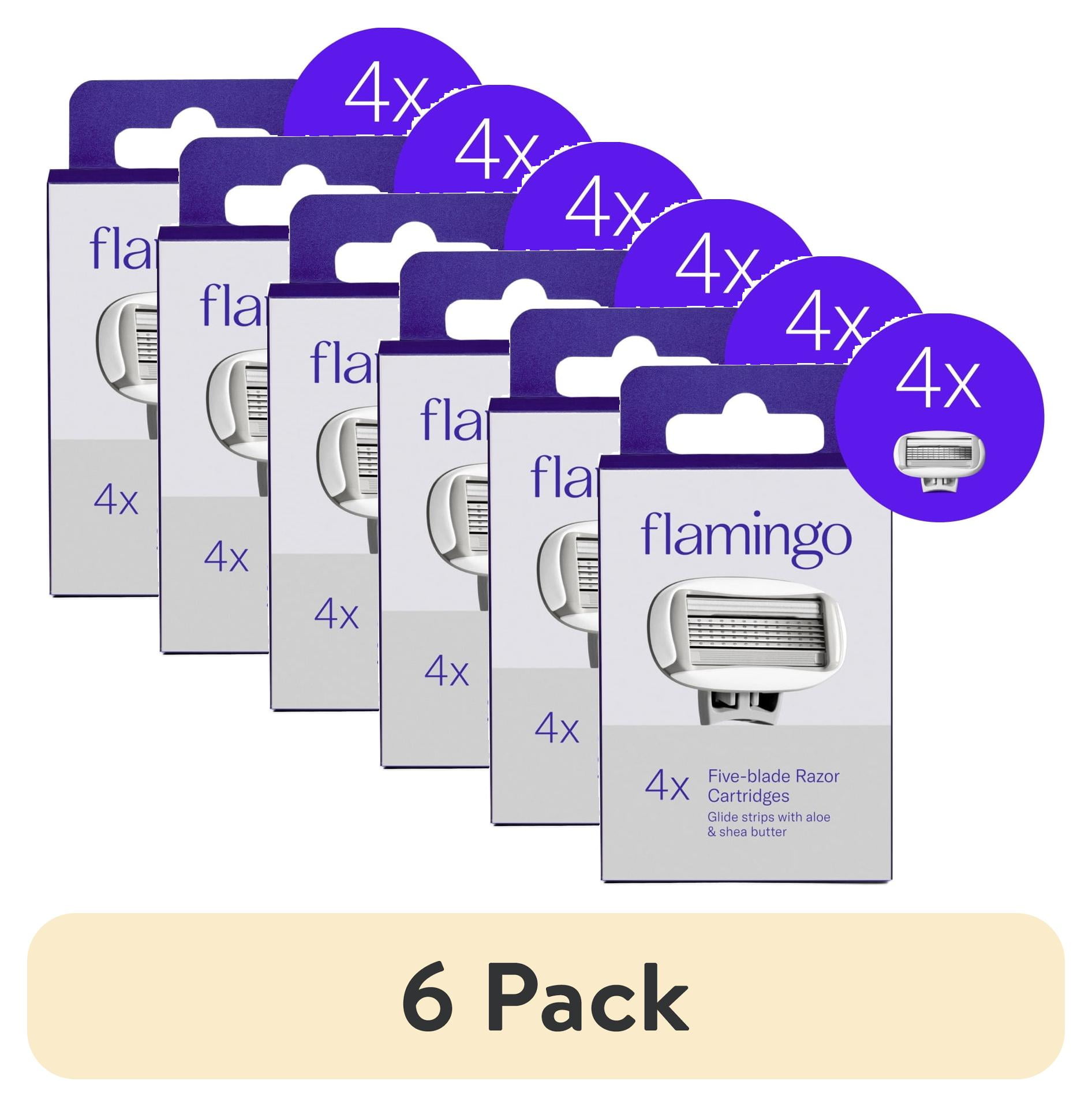 (6 pack) Flamingo 5-Blade Women's Razor Blade Refills, 4 Count