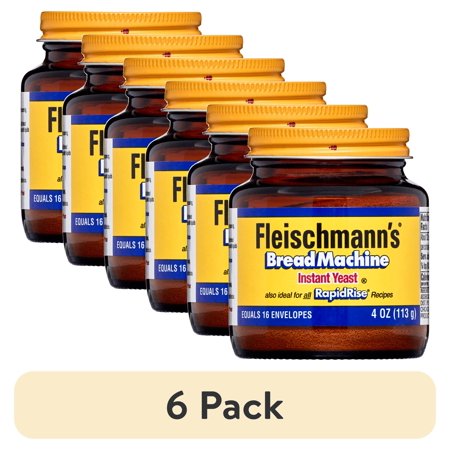 (6 pack) Fleischmann's Classic Bread Machine Instant Yeast 4 oz Jar.