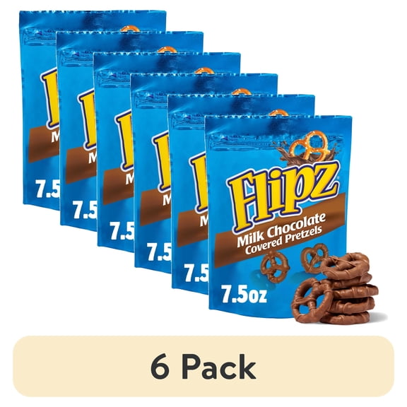 (6 pack) Flipz Milk Chocolate Covered Pretzels, 7.5 oz