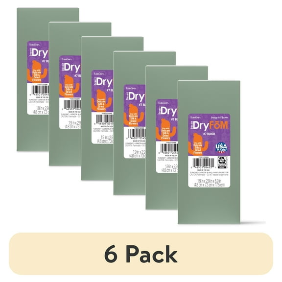 (6 pack) FloraCraft Floral Desert DryFōM Brick 1.9 inch x 2.9 inch x 6.9 inch Green