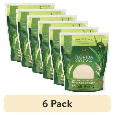 (6 pack) Florida Crystals Regenerative Organic Raw Cane Sugar, 6 lb