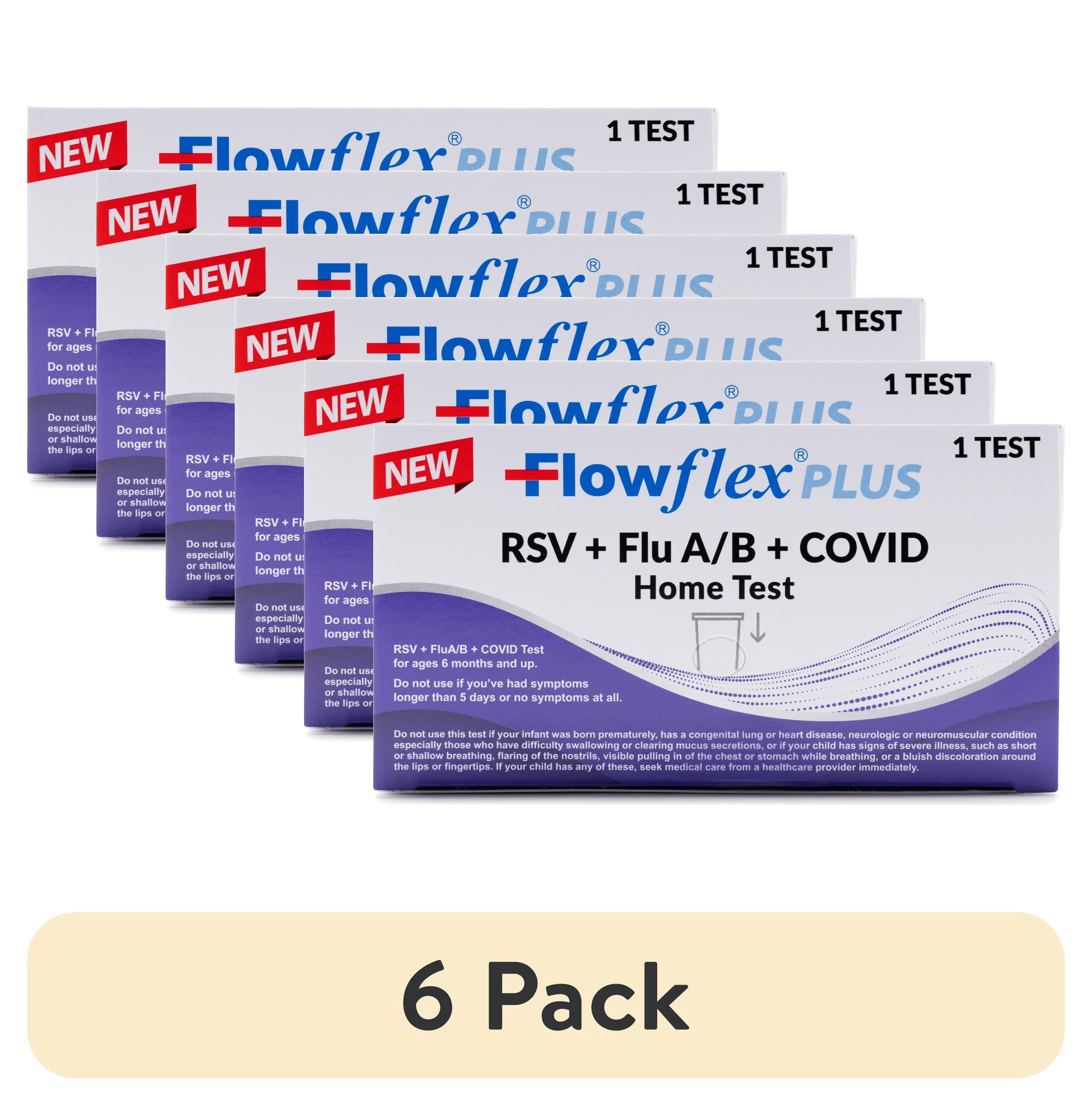 (6 pack) Flowflex Plus RSV + Flu A/B + COVID Home Test is a 4-in-1 Test for RSV, Flu A, Flu B, and COVID