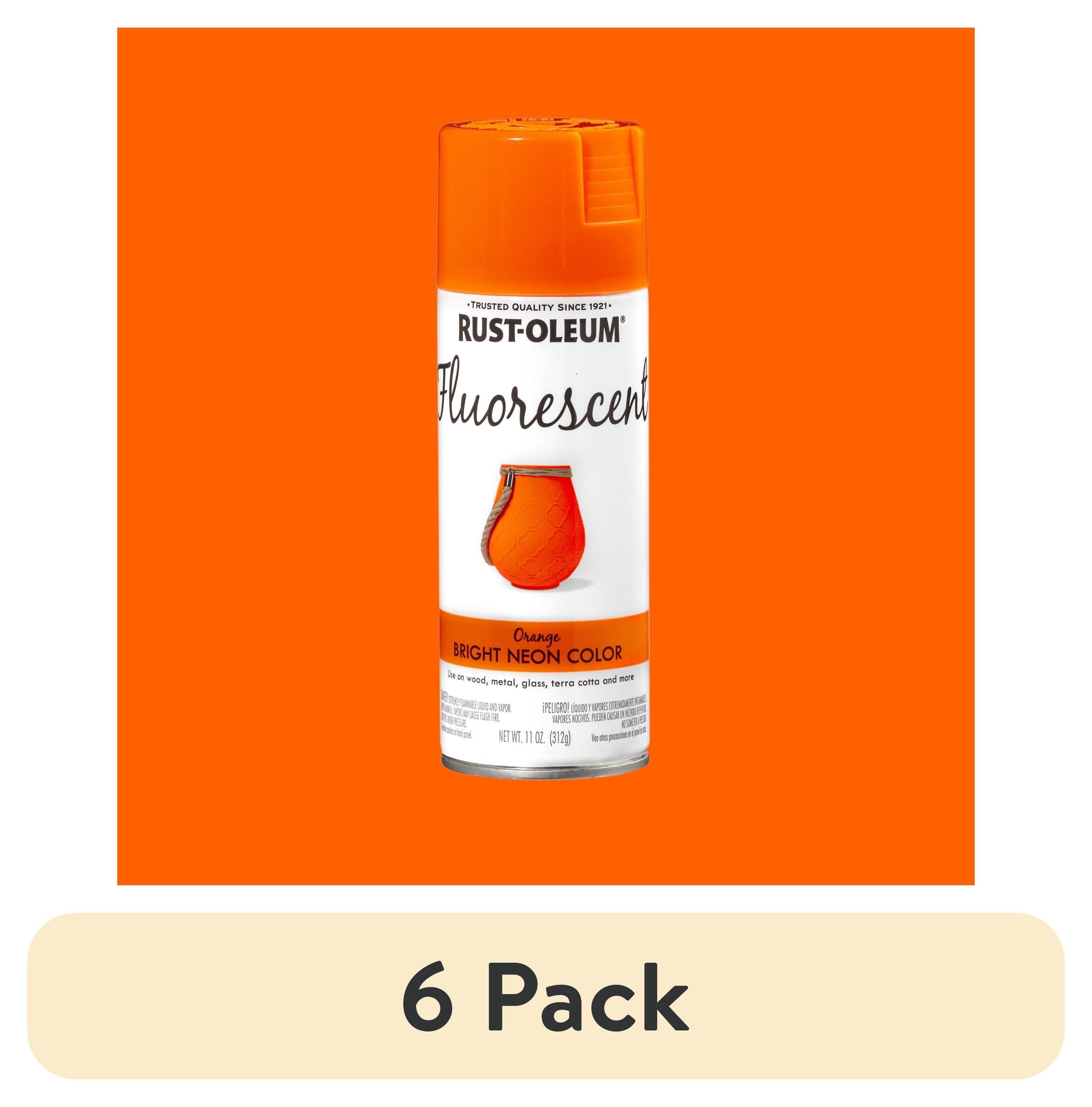 6 pack) Orange, Rust-Oleum Fluorescent Spray Paint-342568, 11 oz