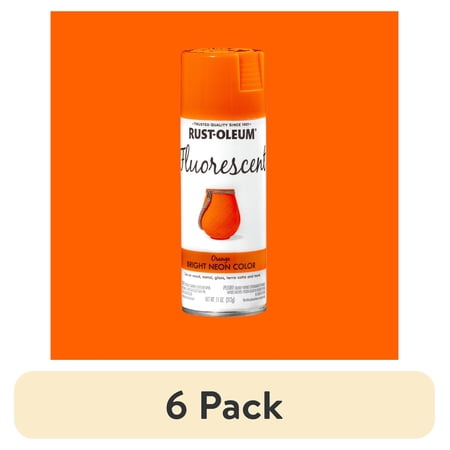 (6 pack) Orange, Rust-Oleum Fluorescent Spray Paint-342568, 11 oz