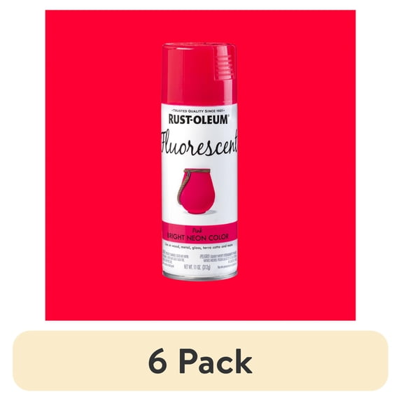 (6 pack) Pink, Rust-Oleum Fluorescent Spray Paint-342569, 11 oz