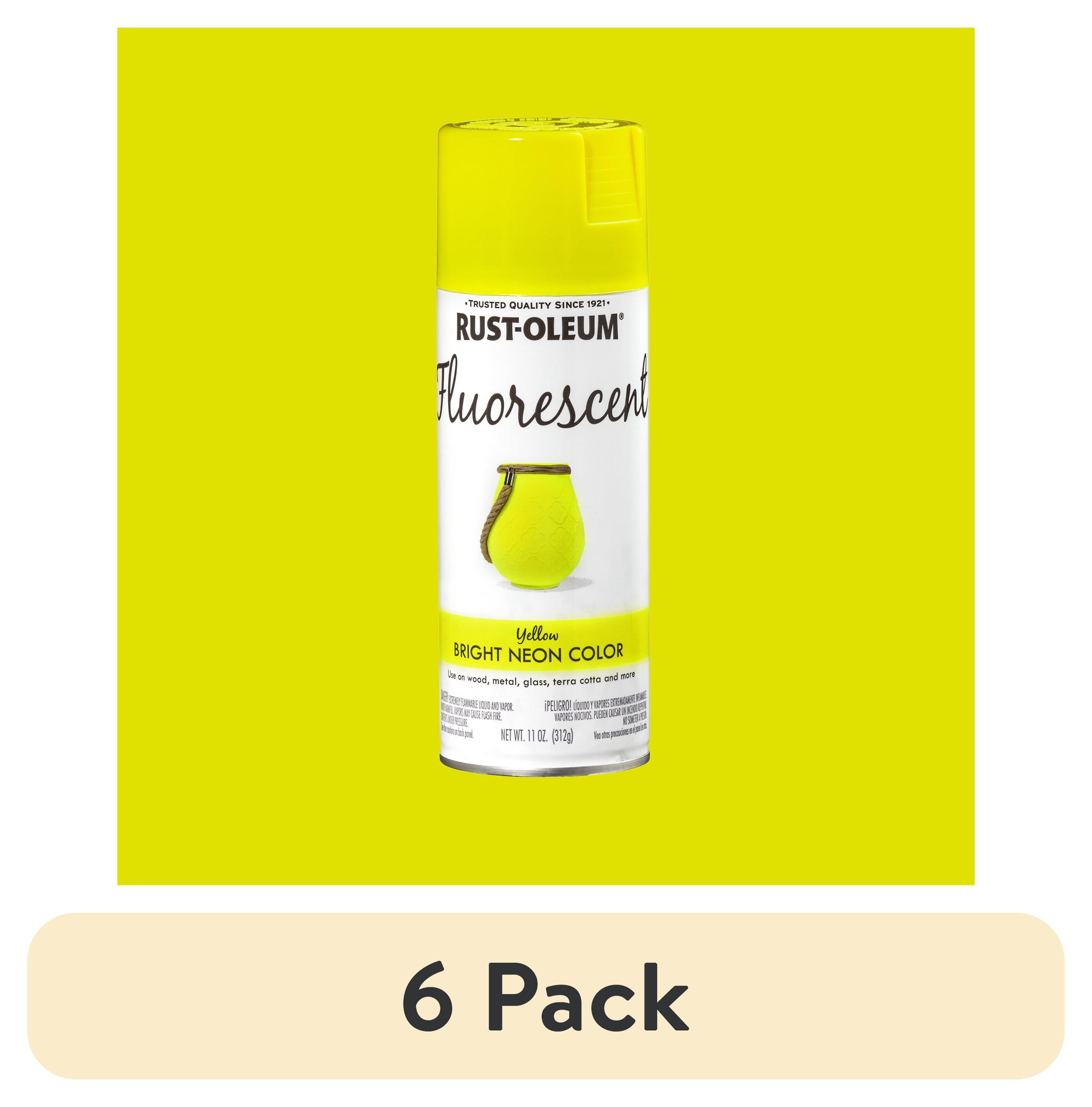 (6 pack) Yellow, Rust-Oleum Fluorescent Spray Paint-342571, 11 oz