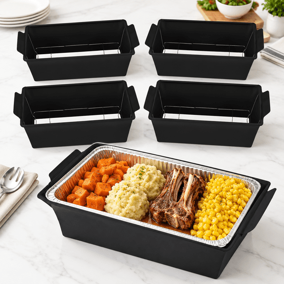 6-pack Foldable Chafing Dish Wind Guard, Black, For Buffet Events