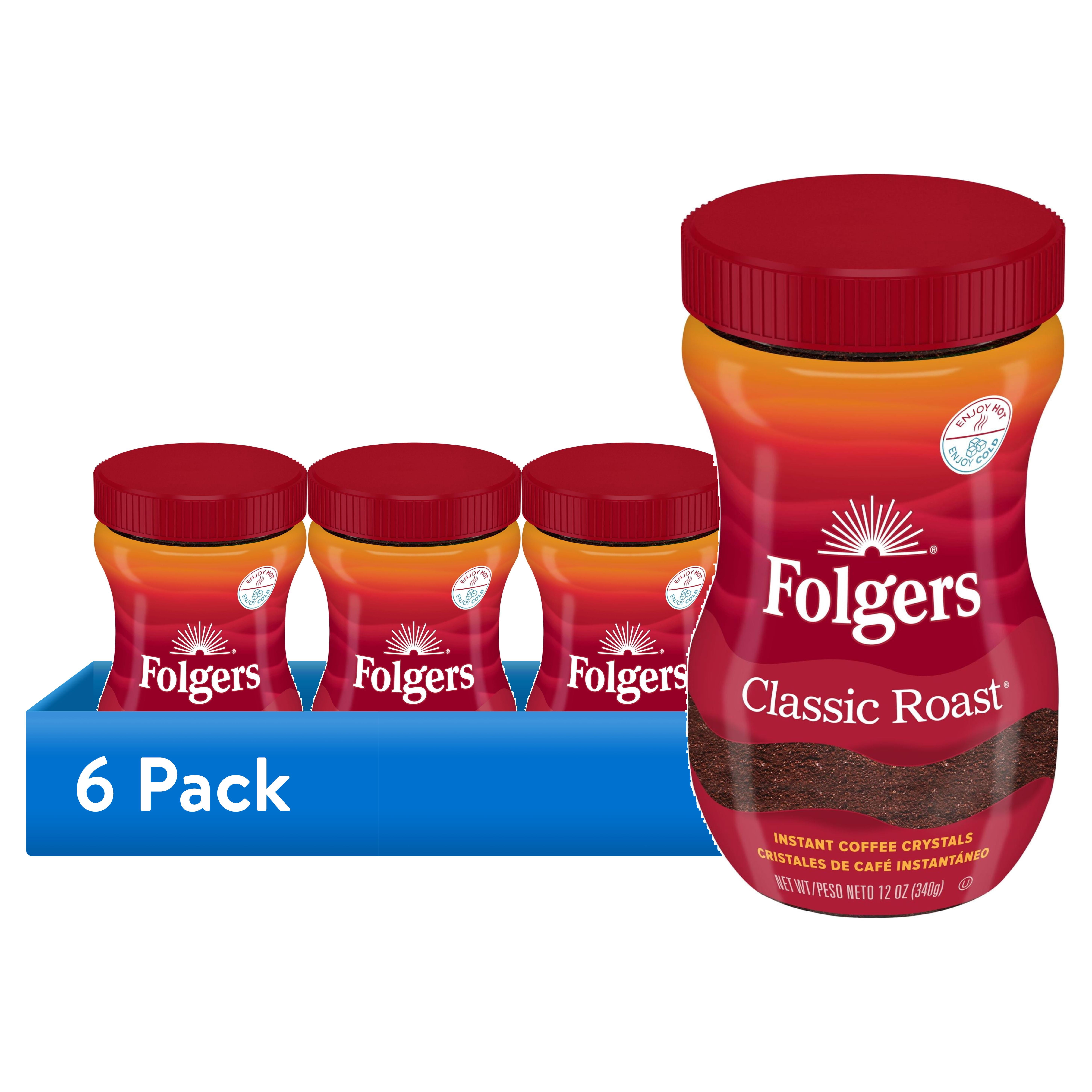 (6 pack) Folgers Classic Roast Instant Coffee, 12 oz Jar
