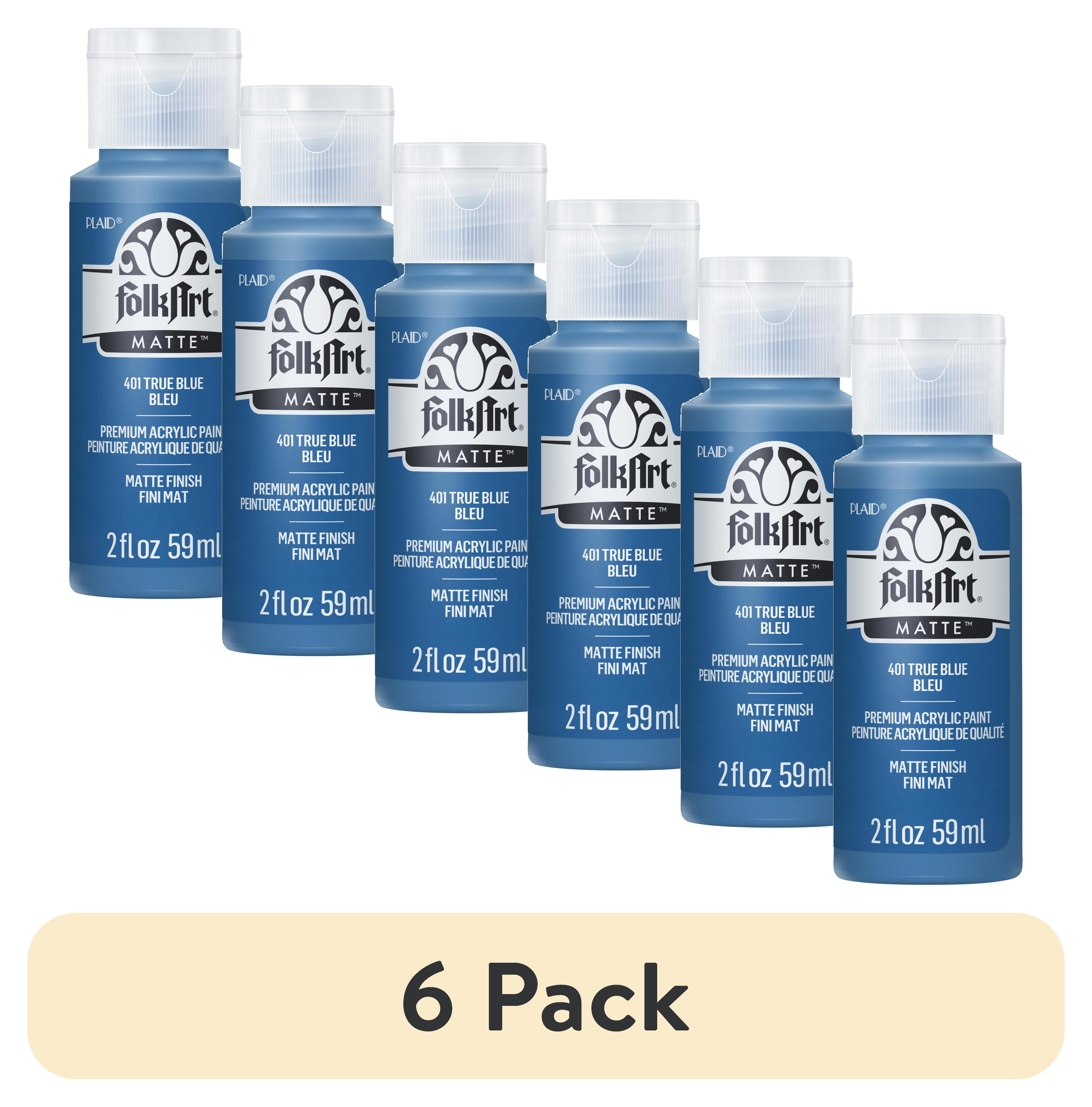 (6 pack) FolkArt Acrylic Craft Paint, Matte Finish, True Blue, 2 fl oz